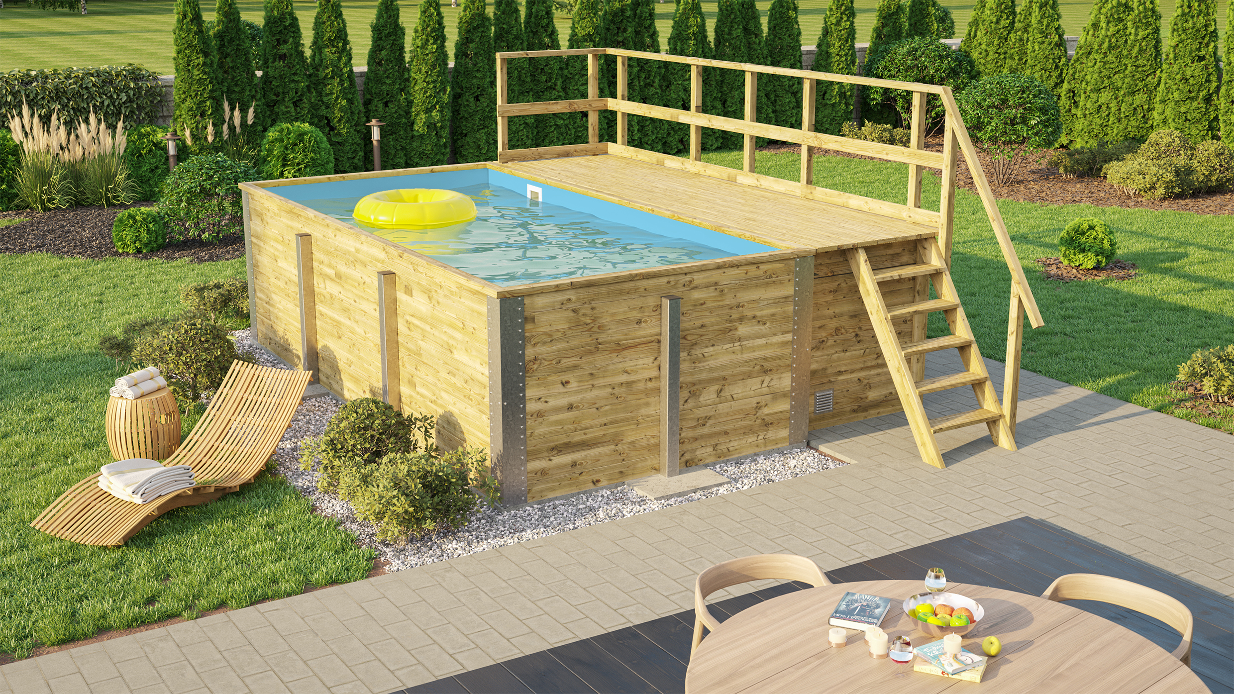 Weka Massivholzpool 595 Gr. 1 - 45 mm - 400 x 301 cm