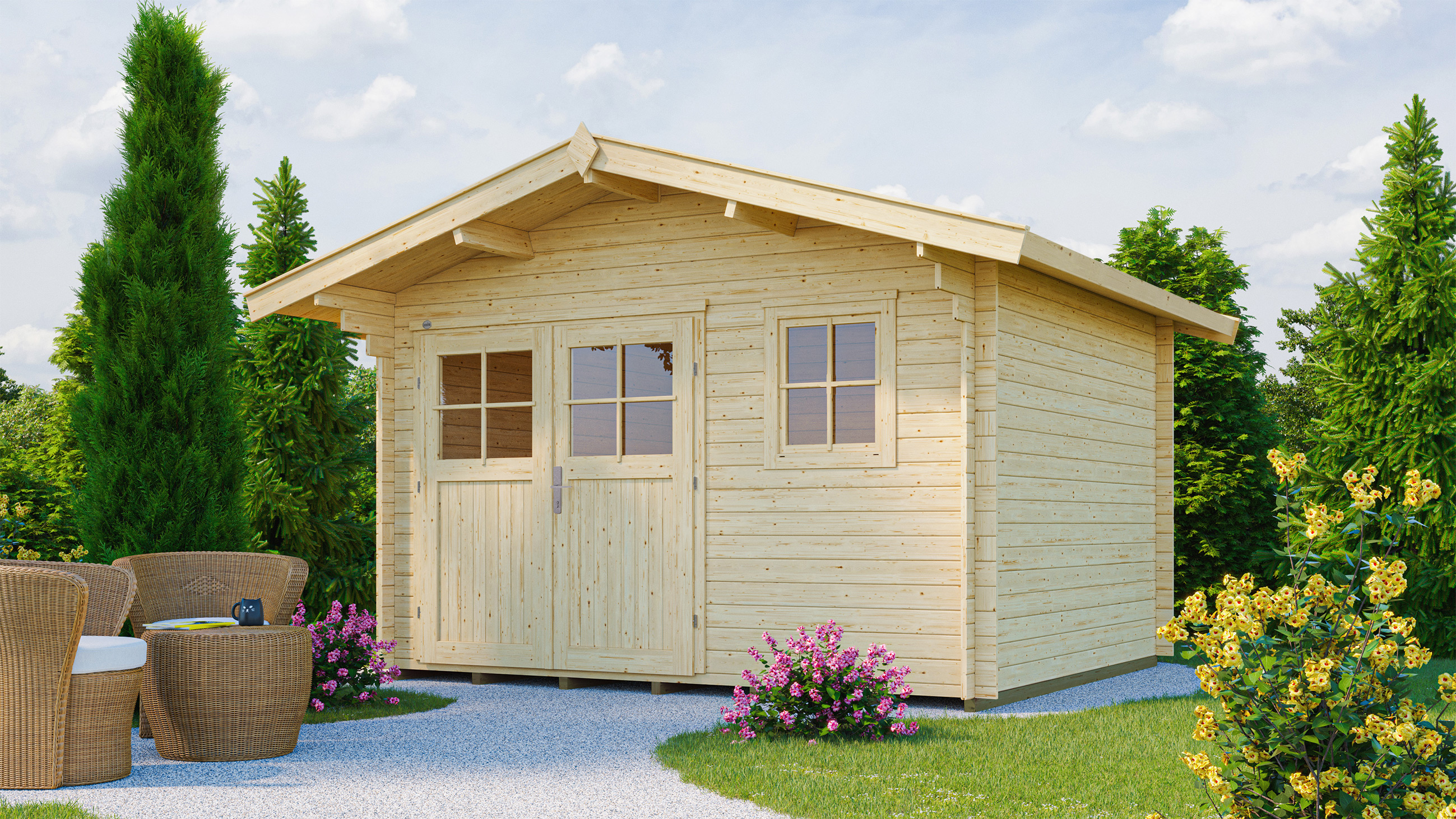 Weka Gartenhaus 109 mit Vordach (60 cm)