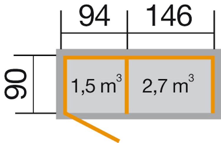 Weka Brennholzlager 663 mit Geräteraum - 16 mm