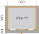 Vorschaubild Weka 45 mm Weekendhaus 138 mit Vordach (60 cm)
