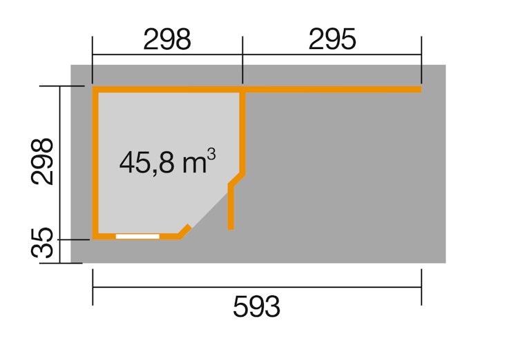 Weka Designhaus 213 B+ inkl. 300 cm Anbau und extra hoher Tür - 28 mm