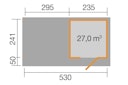 Weka Gartenhaus Designhaus 172 B mit Design-Einzeltüre und Anbau (295 cm)
