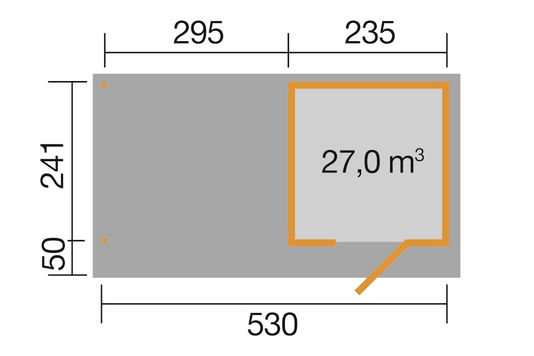 Weka Gartenhaus Designhaus 172 B mit Design-Einzeltüre und Anbau (295 cm)
