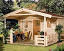 Vorschaubild Weka 45 mm Gartenhaus 135 B mit Vordach +Terrasse
