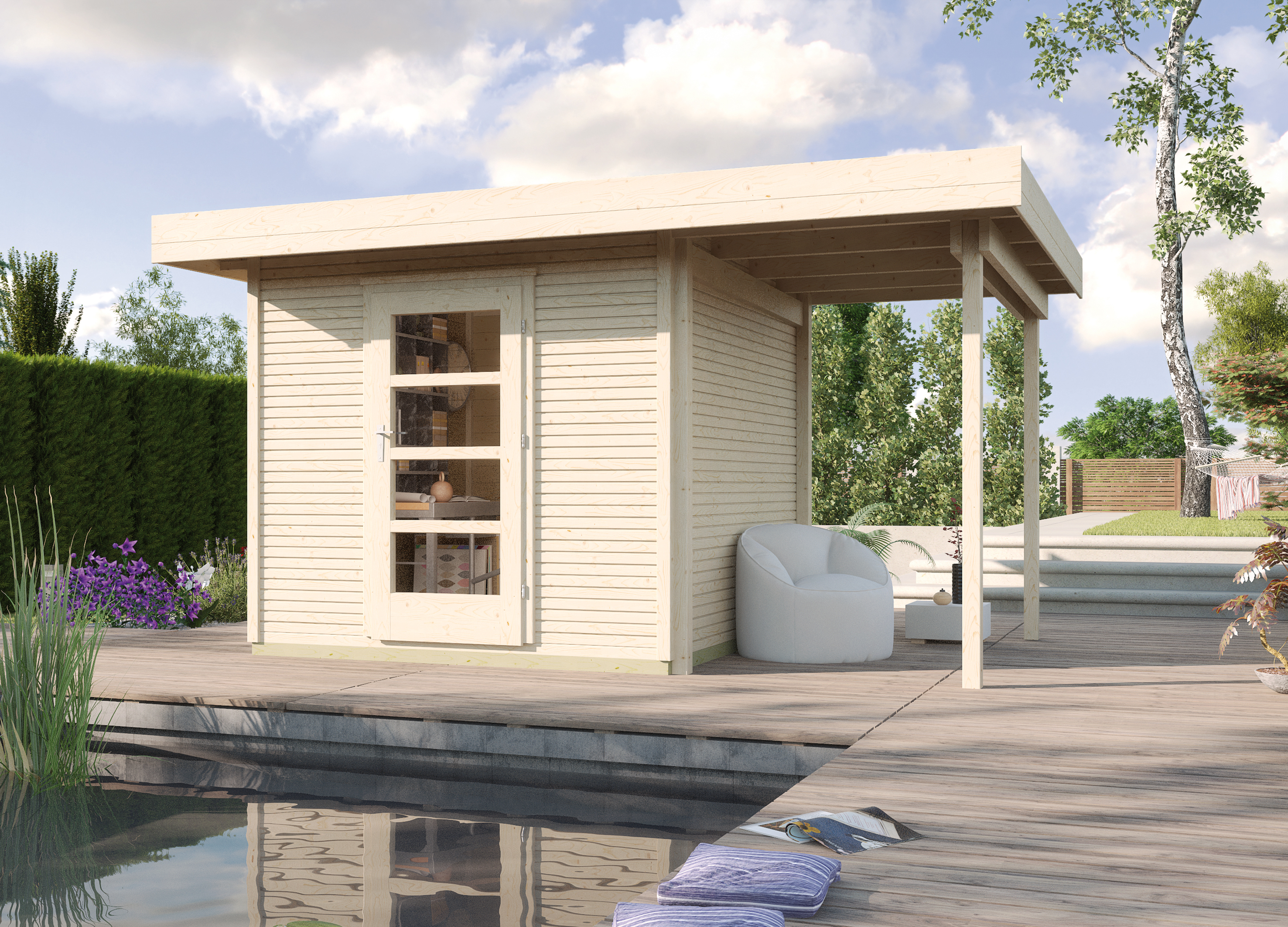 Weka Gartenhaus Designhaus wekaLine 172 A mit Anbau (150 cm)