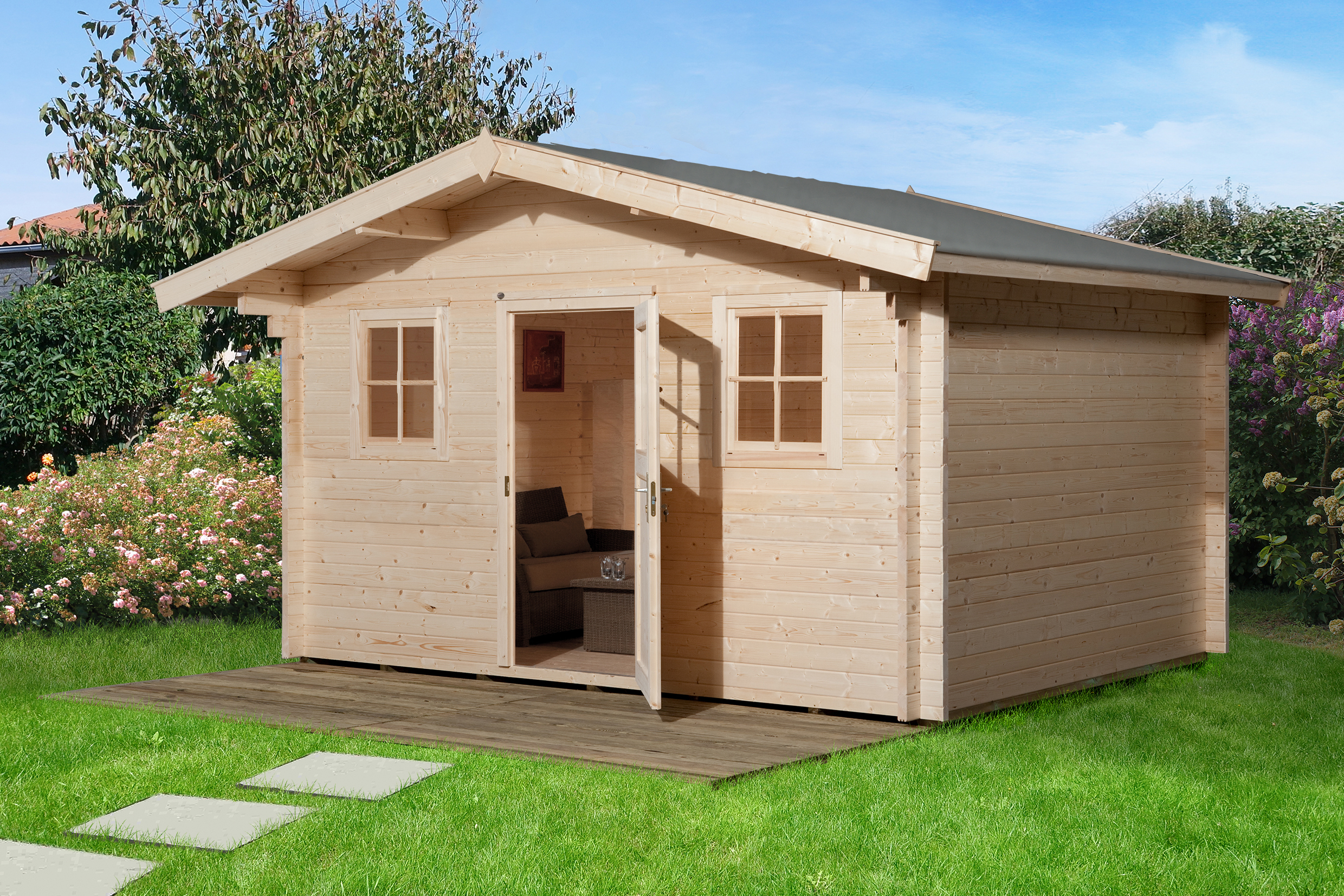 Weka 45 mm Weekendhaus 138 mit Vordach (60 cm)