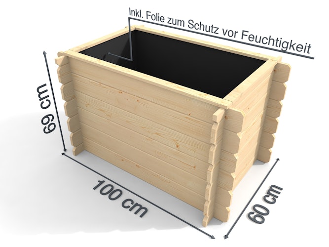Weka Hochbeet 669 D naturbelassen B 100 x T 60 x H 69 cm - 400 l Weka Hochbeet 669 D naturbelassen B 100 x T 60 x H 69 cm - 400 l
