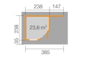 Vorschaubild Weka Designhaus 213 A+ inkl. 150 cm Anbau und extra hoher Tür - 28 mm