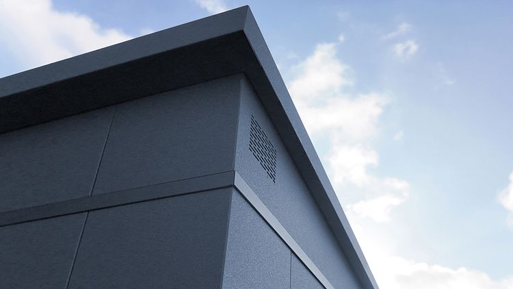 Weka Design Metallgerätehaus Gary anthrazit mit Holzoptik-Lamellen