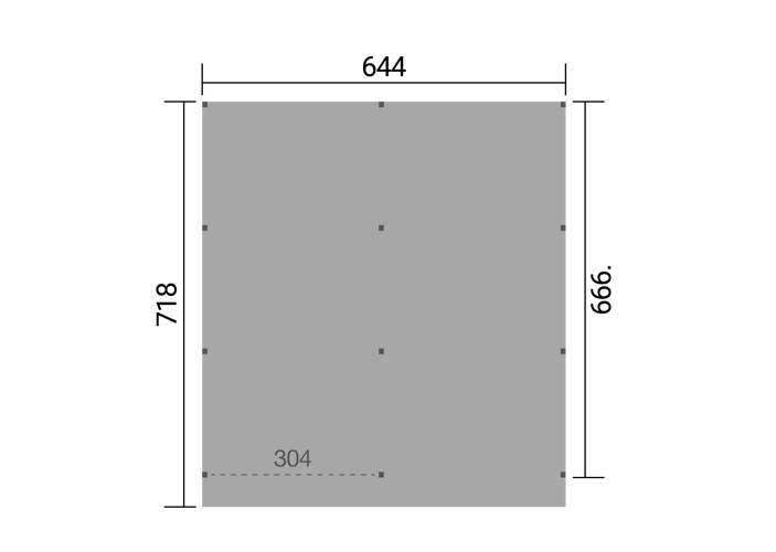 Weka Doppelcarport mit Dachbegrünung 644 x 718 cm - kesseldruckimprägniert