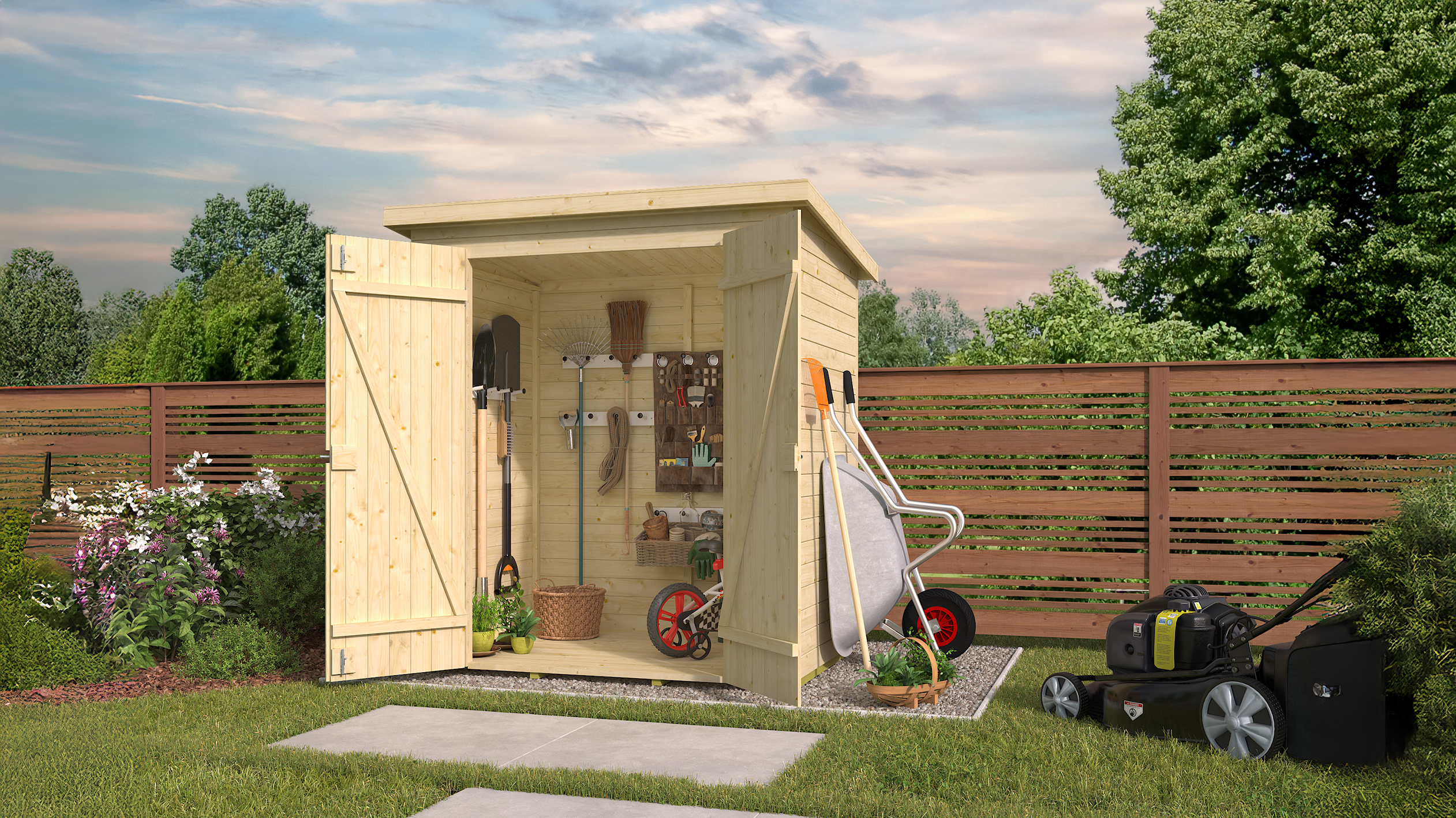 Weka Gartenhaus Mori mit Pultdach - 13 mm