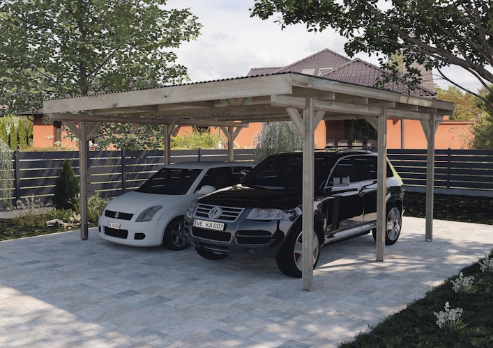 Weka Flachdach Doppelcarport 616
