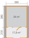 Vorschaubild Weka 28 mm Gartenhaus 110 B mit Vordach + Terrasse (200 cm)