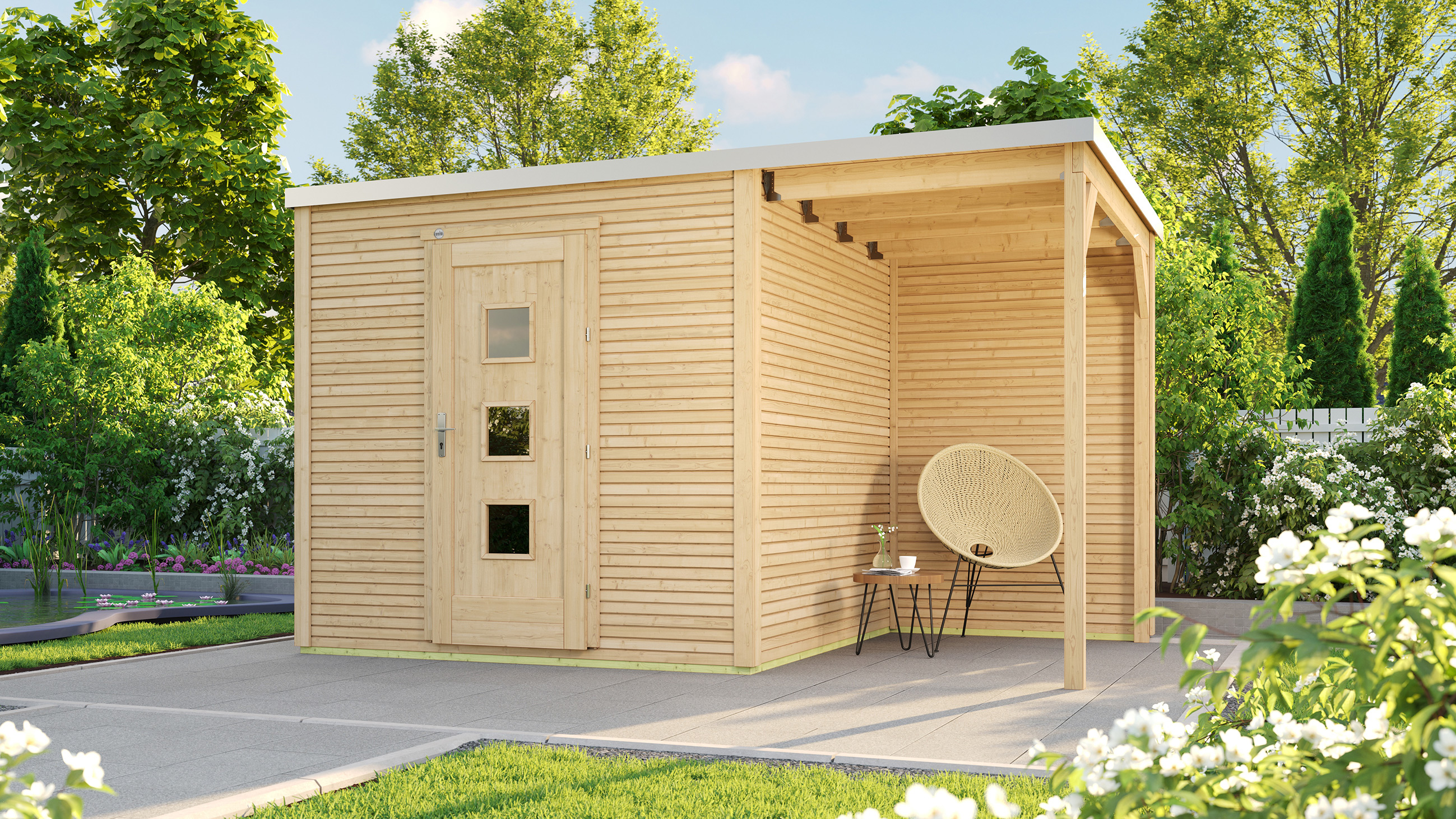 Weka Designhaus 413 A 45 mm inkl. 150 cm Anbau