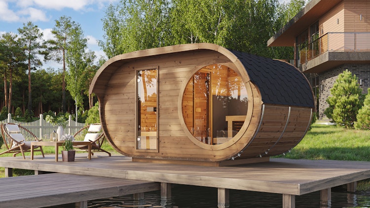 Weka Design Oval Saunahaus Keila mit Thermoholz - 28/42 mm Weka Design Oval Saunahaus Keila mit Thermoholz - 28/42 mm