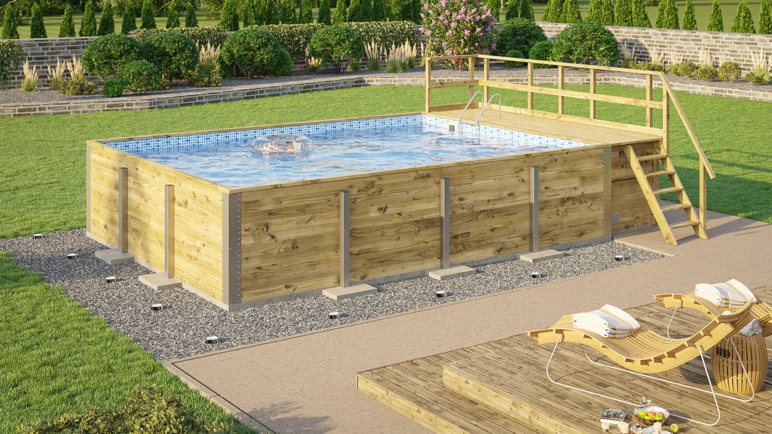 Weka Massivholzpool 595 Gr. 2 - 45 mm - 636 x 400 cm