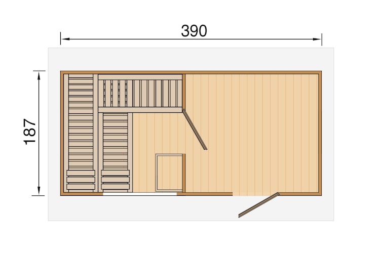 Weka Saunahaus Farsund mit Vorraum - 38 mm Blockbohlen Weka Saunahaus Farsund mit Vorraum - 38 mm Blockbohlen