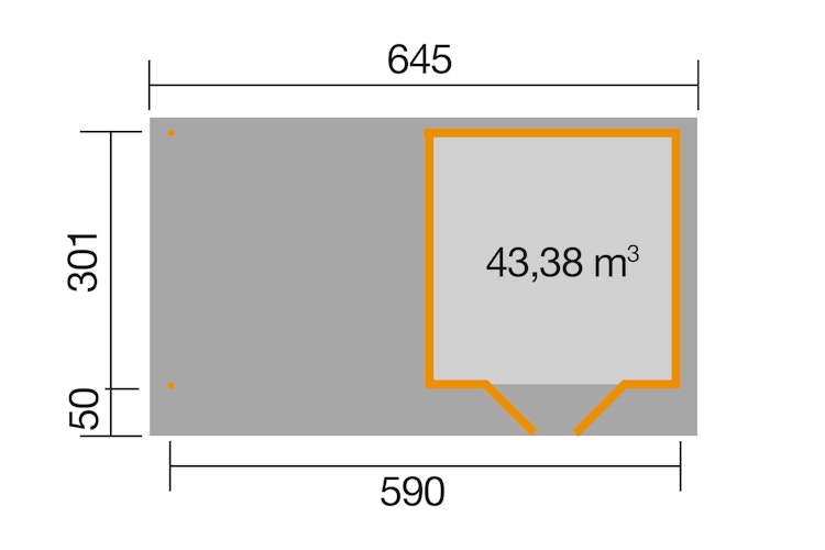 Weka 28 mm Designhaus 126 B inkl. 300 cm Anbau