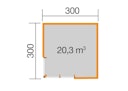 Vorschaubild Designhaus 412 Gr. 1 mit Glasschiebetür (Homeoffice-Gartenhaus) - 44 mm
