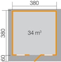Vorschaubild Weka 45 mm Gartenhaus 135 mit Vordach (60 cm)