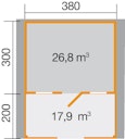 Vorschaubild Weka 45 mm Gartenhaus 135 B mit Vordach +Terrasse