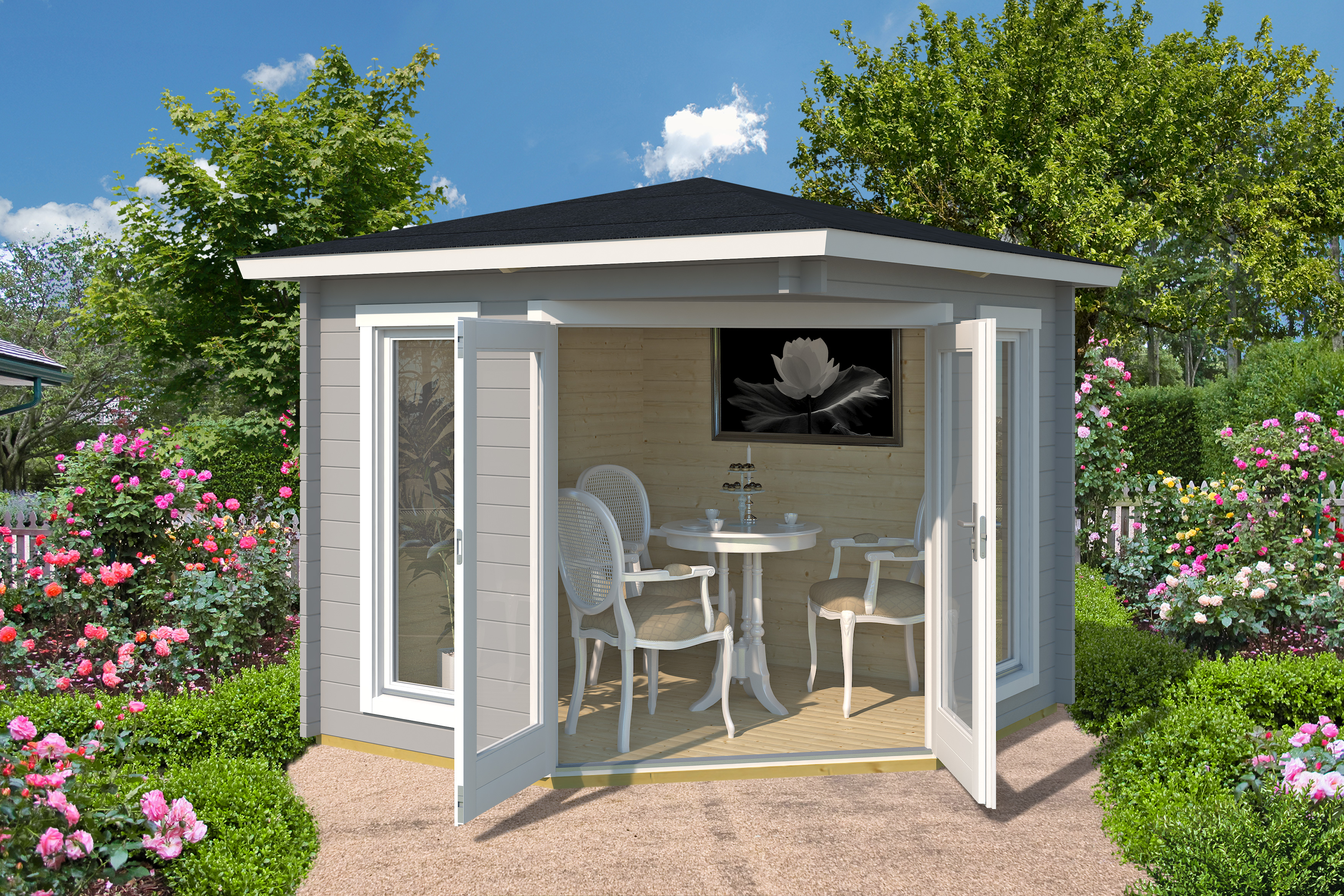 5-Eck Gartenhaus 408 - 40 mm 