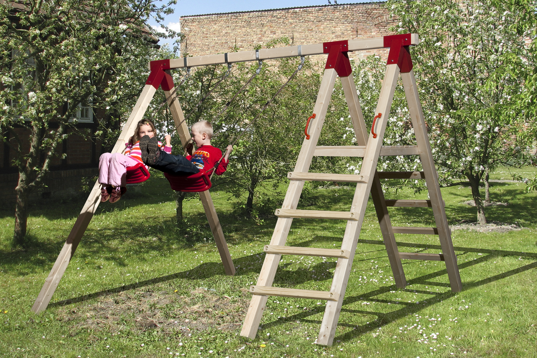 Weka Tabaluga Kinderspielgerät Abenteuer-Doppelschaukel 816 A mit Podest
