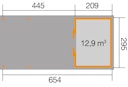 Vorschaubild Weka Schiebetürhaus 225 B mit 445 cm Anbau - 21 mm