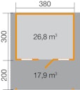 Vorschaubild Weka 45 mm Gartenhaus 135 A mit Vordach (200 cm)