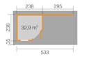 Vorschaubild Weka Designhaus 213 B+ inkl. 300 cm Anbau und extra hoher Tür - 28 mm