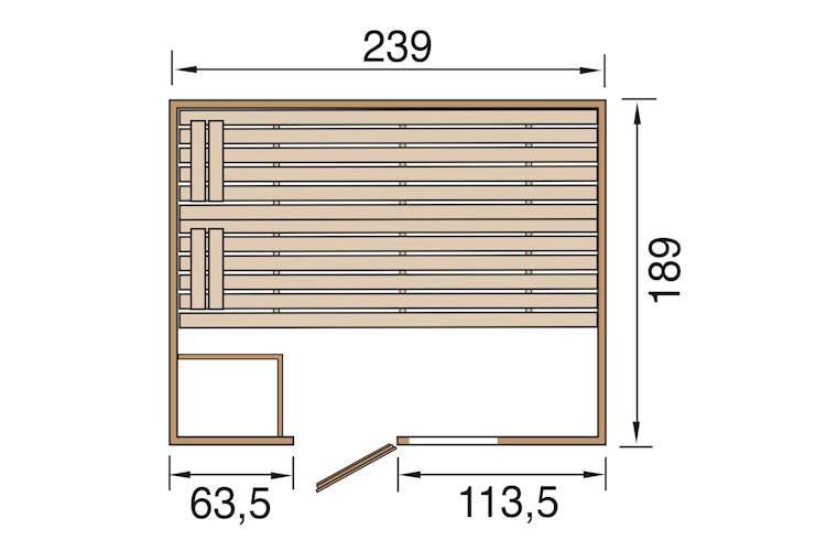 Weka Sauna 538 / Valida Gr. 4 Glastür+Fenster - Massivholzsauna 38 mm