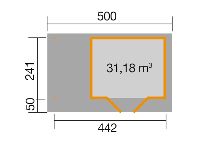 Weka Designhaus 126 A+ inkl. 150 cm Anbau und extra hoher Tür - 28 mm