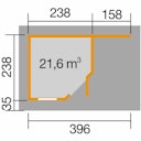 Weka Designhaus 213 A 28 mm inkl. 150 cm Anbau