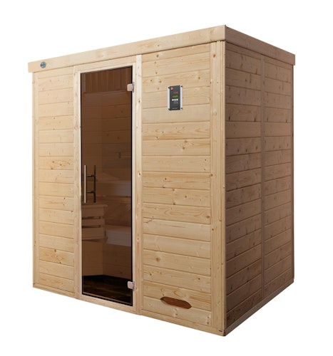 Weka Premium Massivholz-Elementsauna Kemi 3 mit Glastür - 45 mm