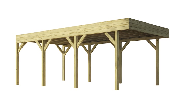 Weka Einzelcarport mit Dachbegrünung 328 x 718 cm - kesseldruckimprägniert