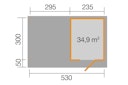 Weka Gartenhaus Designhaus 172 B mit Design-Einzeltüre und Anbau (295 cm)
