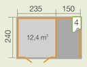 Weka Gartenhaus 179 A inkl. 150 cm Anbau - 28 mm