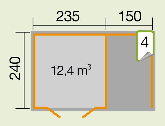 Weka Gartenhaus 179 A inkl. 150 cm Anbau - 28 mm