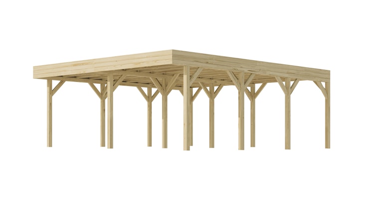 Weka Doppelcarport mit Dachbegrünung 644 x 718 cm - Leimholz