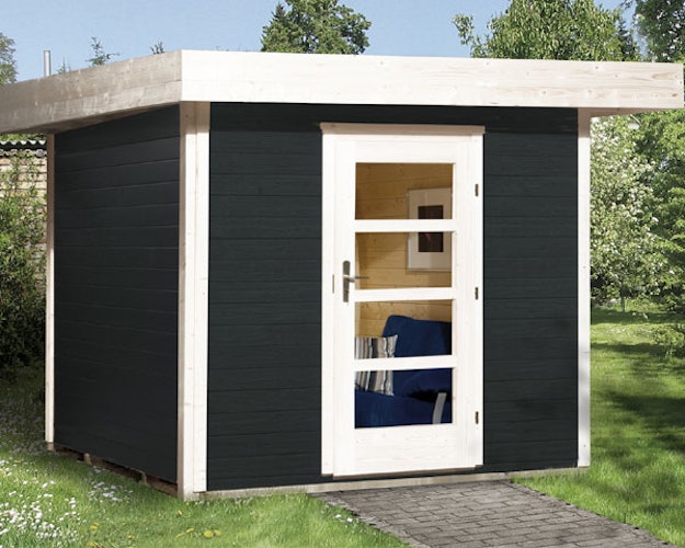 Weka 28 mm Designhaus 172 mit Vordach (50 cm) - anthrazit 235 x 240 cm Aktionsangebot Weka 28 mm Designhaus 172 mit Vordach (50 cm) - anthrazit 235 x 240 cm Aktionsangebot