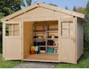 Vorschaubild Weka 28 mm Gartenhaus Premium 28 mit Vordach (20 cm)