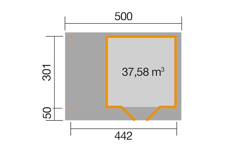 Weka Designhaus 126 A+ inkl. 150 cm Anbau und extra hoher Tür - 28 mm