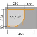 Weka Designhaus 213 A 28 mm inkl. 150 cm Anbau