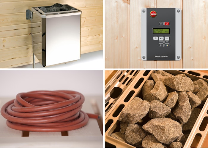 Weka Elementsauna Varberg 3 - 68 mm Sparset 1 inkl. 7,5 kW Ofen mit Steuergerät
