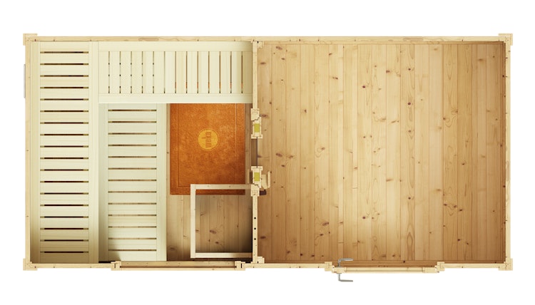 Weka Saunahaus Farsund mit Vorraum - 38 mm Blockbohlen Weka Saunahaus Farsund mit Vorraum - 38 mm Blockbohlen