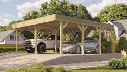 Weka Doppelcarport mit Dachbegrünung 644 x 718 cm - Leimholz
