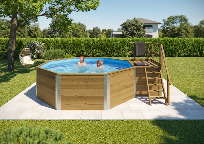 Weka Massivholzpool 593 B Gr.1, "Alles dabei" - 45 mm - 376 x 476 cm
