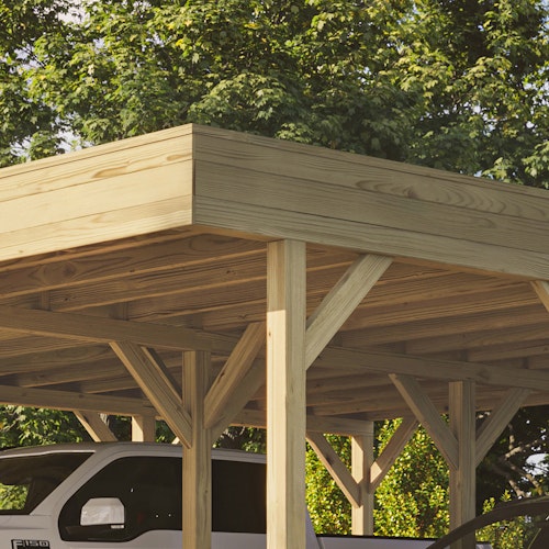 Weka Doppelcarport mit Dachbegrünung 644 x 718 cm - Leimholz