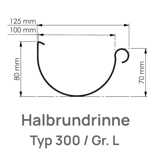 Dachrinne 200 cm, RG100 Typ 300 anthrazit