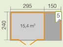 Weka Gartenhaus 179 A inkl. 150 cm Anbau - 28 mm